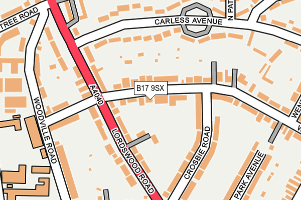 B17 9SX map - OS OpenMap – Local (Ordnance Survey)