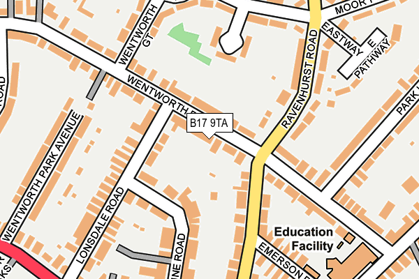B17 9TA map - OS OpenMap – Local (Ordnance Survey)