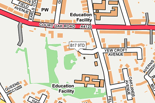 B17 9TD map - OS OpenMap – Local (Ordnance Survey)