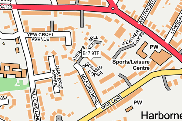 B17 9TF map - OS OpenMap – Local (Ordnance Survey)