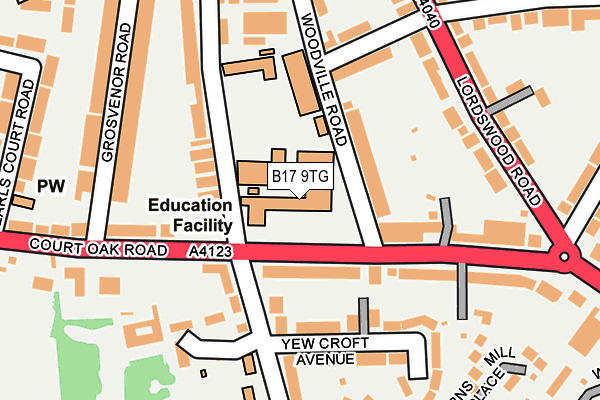 B17 9TG map - OS OpenMap – Local (Ordnance Survey)