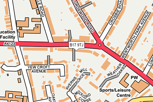 B17 9TJ map - OS OpenMap – Local (Ordnance Survey)