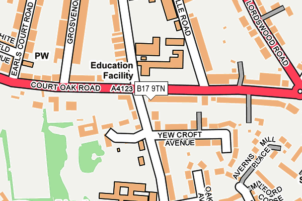 B17 9TN map - OS OpenMap – Local (Ordnance Survey)