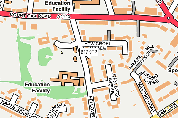 B17 9TP map - OS OpenMap – Local (Ordnance Survey)