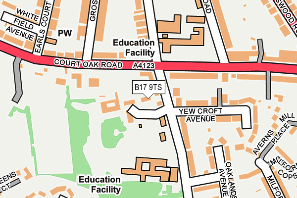 B17 9TS map - OS OpenMap – Local (Ordnance Survey)