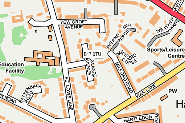 B17 9TU map - OS OpenMap – Local (Ordnance Survey)