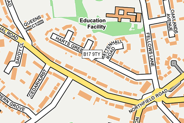 B17 9TY map - OS OpenMap – Local (Ordnance Survey)