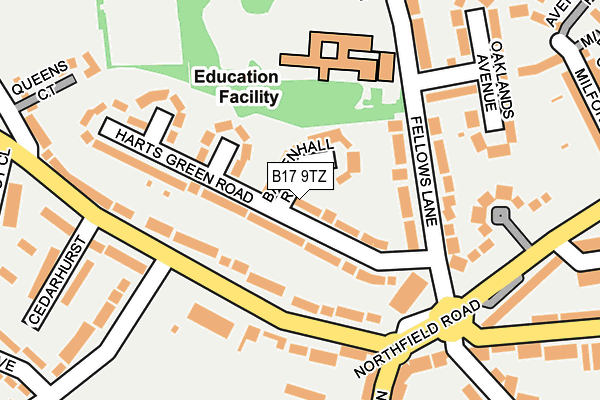 B17 9TZ map - OS OpenMap – Local (Ordnance Survey)