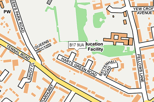 B17 9UA map - OS OpenMap – Local (Ordnance Survey)
