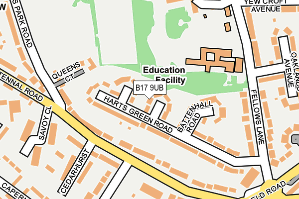 B17 9UB map - OS OpenMap – Local (Ordnance Survey)
