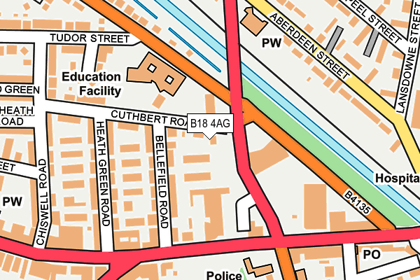 B18 4AG map - OS OpenMap – Local (Ordnance Survey)