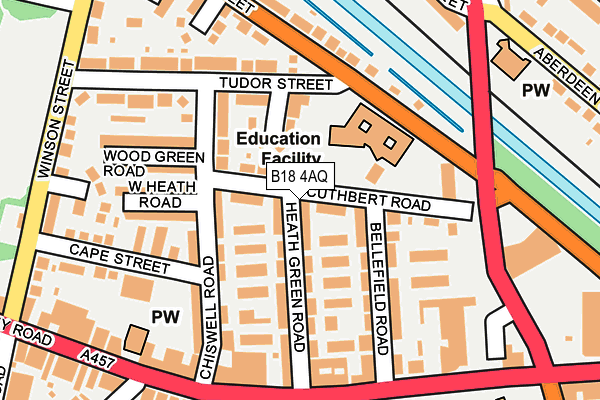 B18 4AQ map - OS OpenMap – Local (Ordnance Survey)