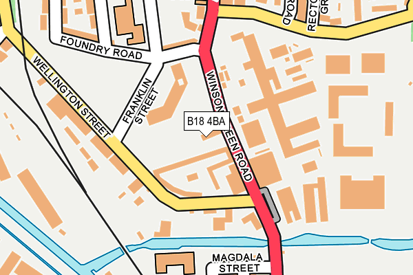 B18 4BA map - OS OpenMap – Local (Ordnance Survey)