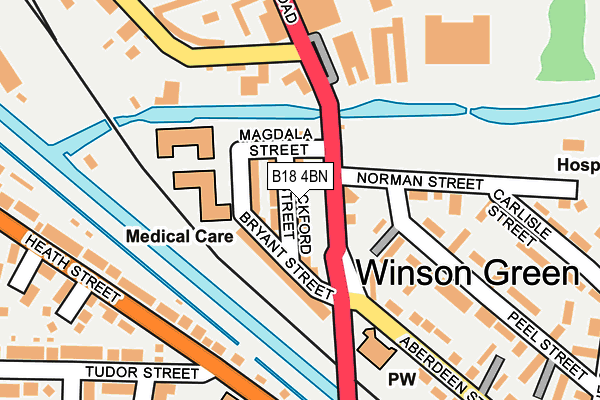 B18 4BN map - OS OpenMap – Local (Ordnance Survey)