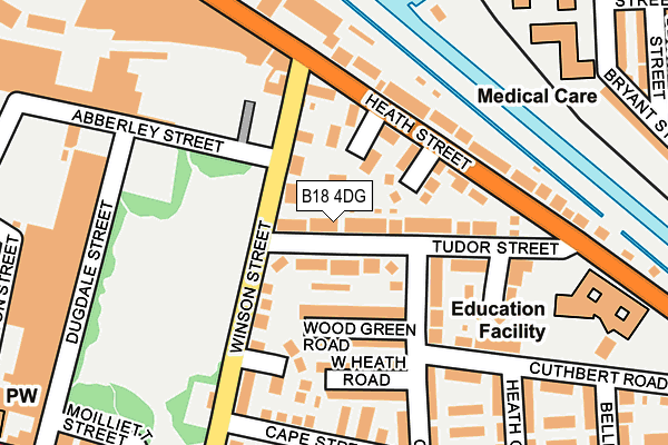 B18 4DG map - OS OpenMap – Local (Ordnance Survey)