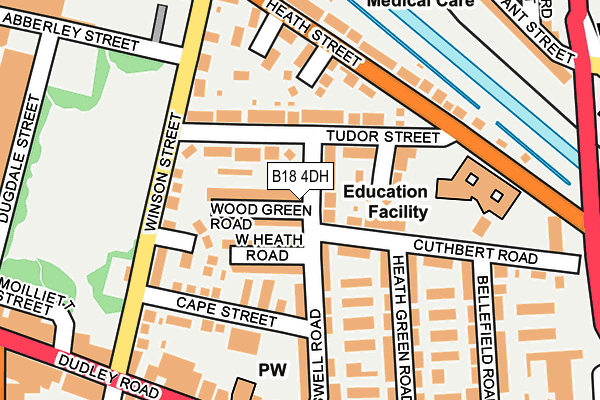 B18 4DH map - OS OpenMap – Local (Ordnance Survey)