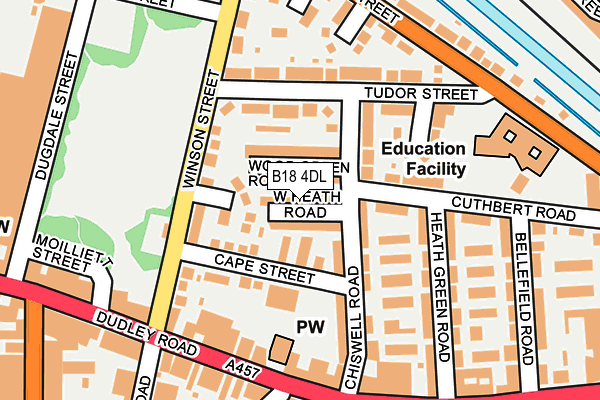B18 4DL map - OS OpenMap – Local (Ordnance Survey)