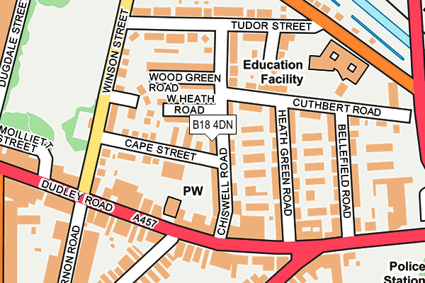 B18 4DN map - OS OpenMap – Local (Ordnance Survey)