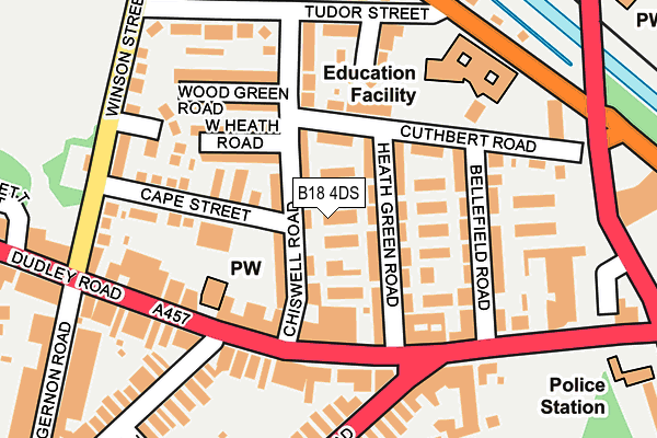 B18 4DS map - OS OpenMap – Local (Ordnance Survey)