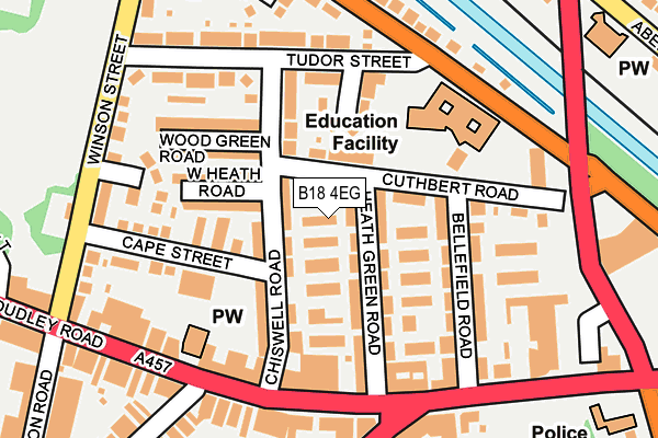 B18 4EG map - OS OpenMap – Local (Ordnance Survey)