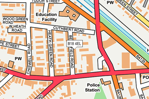 B18 4EL map - OS OpenMap – Local (Ordnance Survey)