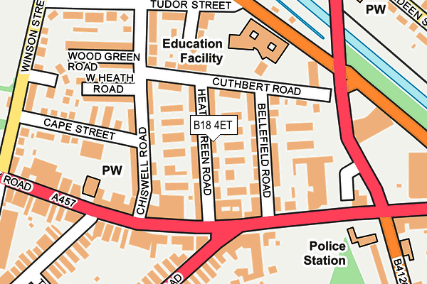 B18 4ET map - OS OpenMap – Local (Ordnance Survey)