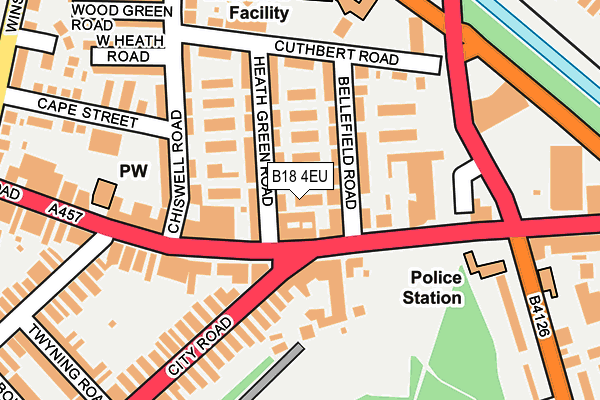 B18 4EU map - OS OpenMap – Local (Ordnance Survey)