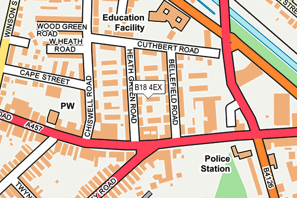 B18 4EX map - OS OpenMap – Local (Ordnance Survey)