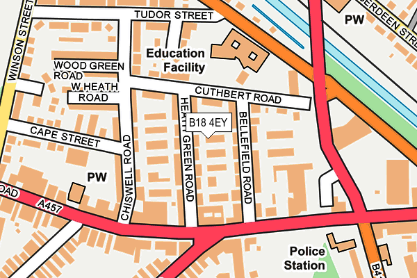 B18 4EY map - OS OpenMap – Local (Ordnance Survey)