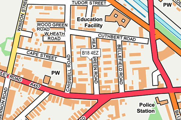 B18 4EZ map - OS OpenMap – Local (Ordnance Survey)