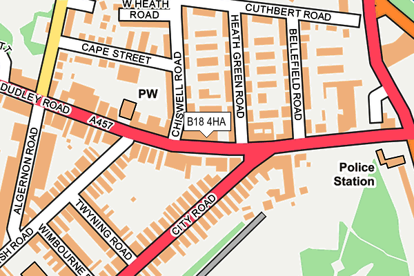 B18 4HA map - OS OpenMap – Local (Ordnance Survey)