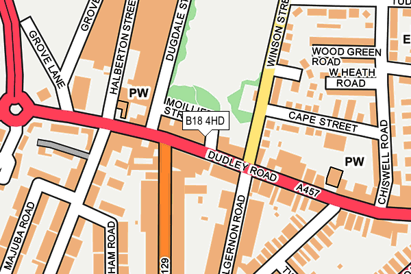 B18 4HD map - OS OpenMap – Local (Ordnance Survey)