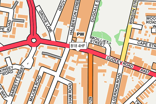 B18 4HF map - OS OpenMap – Local (Ordnance Survey)