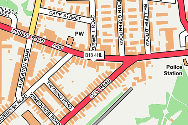 B18 4HL map - OS OpenMap – Local (Ordnance Survey)