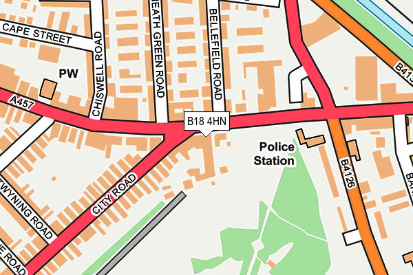 B18 4HN map - OS OpenMap – Local (Ordnance Survey)