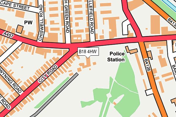 B18 4HW map - OS OpenMap – Local (Ordnance Survey)