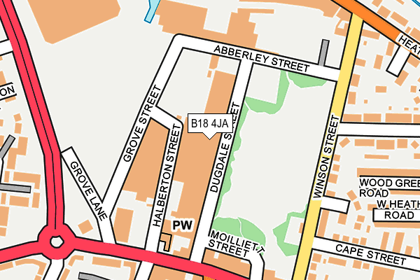 B18 4JA map - OS OpenMap – Local (Ordnance Survey)