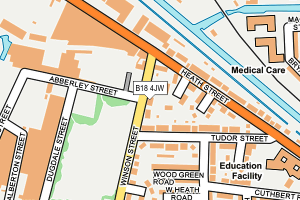 B18 4JW map - OS OpenMap – Local (Ordnance Survey)