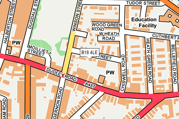 B18 4LE map - OS OpenMap – Local (Ordnance Survey)