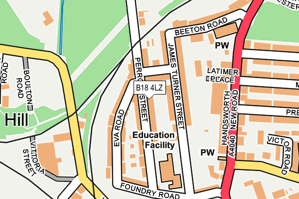 B18 4LZ map - OS OpenMap – Local (Ordnance Survey)