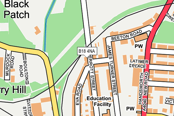 B18 4NA map - OS OpenMap – Local (Ordnance Survey)