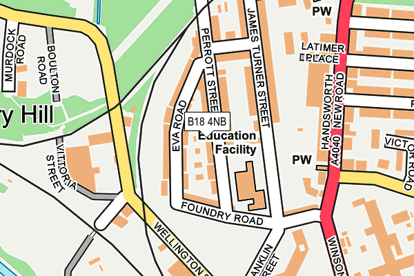 B18 4NB map - OS OpenMap – Local (Ordnance Survey)