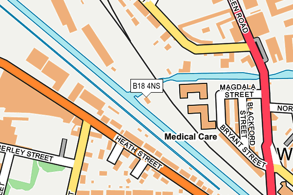 B18 4NS map - OS OpenMap – Local (Ordnance Survey)