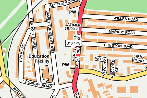 B18 4PG map - OS OpenMap – Local (Ordnance Survey)