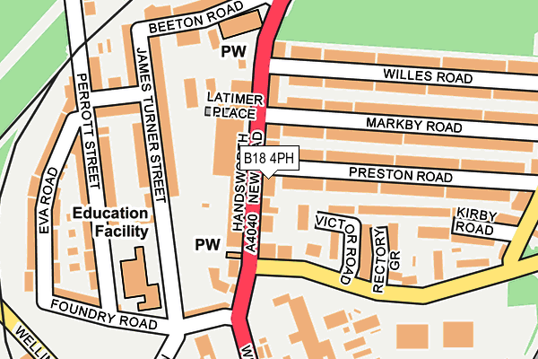 B18 4PH map - OS OpenMap – Local (Ordnance Survey)