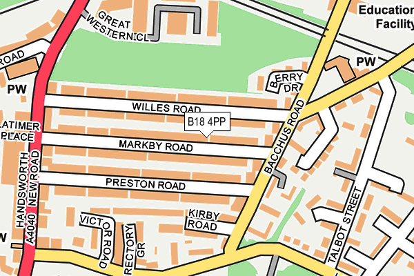 B18 4PP map - OS OpenMap – Local (Ordnance Survey)