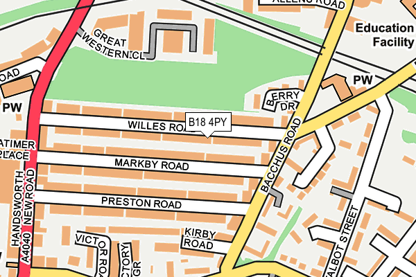 B18 4PY map - OS OpenMap – Local (Ordnance Survey)