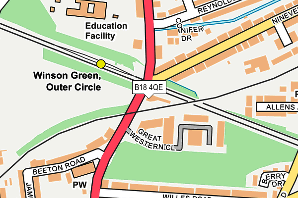 B18 4QE map - OS OpenMap – Local (Ordnance Survey)