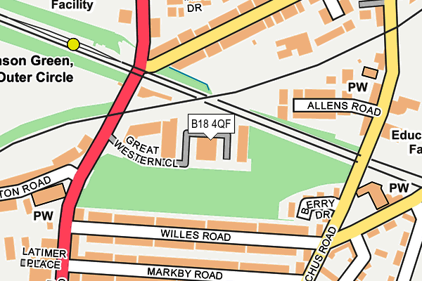 B18 4QF map - OS OpenMap – Local (Ordnance Survey)
