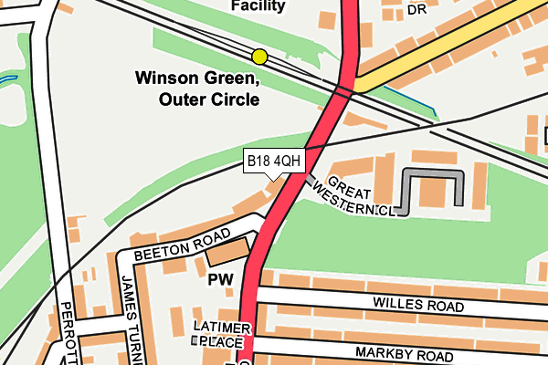 B18 4QH map - OS OpenMap – Local (Ordnance Survey)